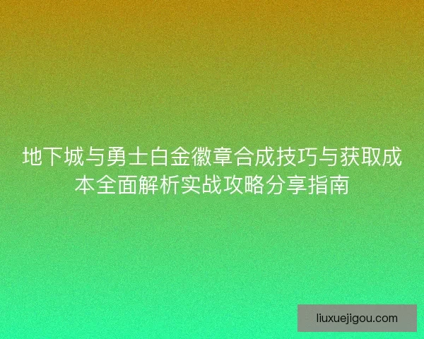 地下城与勇士白金徽章合成技巧与获取成本全面解析实战攻略分享指南