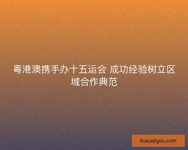 粤港澳携手办十五运会 成功经验树立区域合作典范
